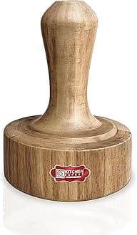 - Kitchen Expert Wooden Hand Masher | Single Block/Jointless Wood | Paratha Seakni | Roti Presser | Potato/Pav Bhaji Masher | 1 Pc