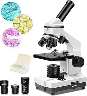 KASTWAVE 100X-2000X Microscopes for Kids Students Adults, Powerful Biological Microscopes for School Laboratory Home Education,with Microscope Slides Set, Phone Adapter