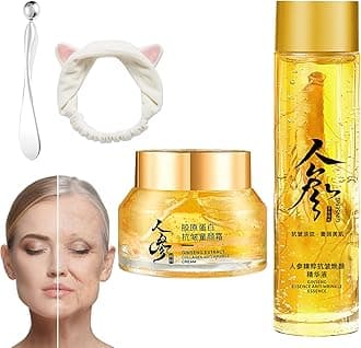 Ginseng Anti-wrinkle Serum and Cream, Ginseng Extract Liquid, Ginseng Extract Serum Oil for Tightening Sagging Skin Reduce Fine Lines (1Set)