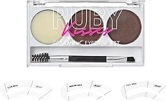 Ruby Kisses Go Brow Eyebrow Kit, Dual Shade Powder & Wax, Includes 3 Stencils, Perfect for Shaping & Defining, Natural Brow Look, Ideal for Sparse Brows