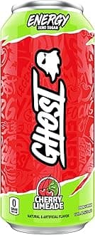 Energy Drink - Single Can, Cherry Limeade 16oz - Energy & Focus & No Artificial Colors - 200mg Natural Caffeine, L-Carnitine & Taurine - Gluten-Free & Vegan