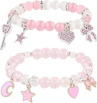 YUZHEJIECute Kitty Bracelet Stuff Kawaii Set Crystal Bead Elastic Friendship Bracelets Birthday Christmas Jewelry Gifts for Women Girlfriend Best Friend Sister