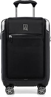 Travelpro Platinum Elite Hardside Expandable Carry on Luggage, 8 Wheel Spinner, TSA Lock, Hard Shell Polycarbonate Suitcase, Shadow Black, Carry on Laptop Pocket 21-Inch