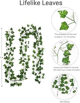 ARTKAIKE Fake Vines for Room Decor Aesthetic Artificial Plant Ivy Leaves Hanging Greenery Garlands for Home Bedroom Wall Wedding Party Decor (168FT 24PCS Vines)