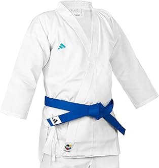 | Adistart Karate Gi for Men, Women & Kids | Perfect for Training and Sparring | Lightweight Polycotton Martial Arts Uniform with Elasticated Waistband and White Belt (195g/7oz) 110-190cm