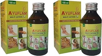 Ayuflam Multi Action Oil | Muscular Pain Relief Anti Inflammatory With Five Herbal Oil | Ayurvedic 100% Natural 100 ML Each (Pack of 2)