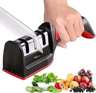 Knife Sharpener, ® مبراة سكين, Kitchen Knife Sharpener for Sharpening and Polishing Kitchen Knives with Easy Manual Sharpening for Straight Knives Perfect for Household and Chef’s Choice