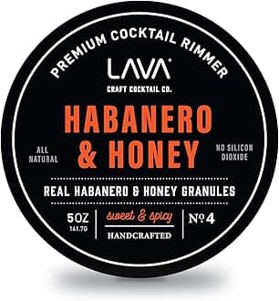 LAVA Premium Habanero & Honey Cocktail Rimmer, All Natural Rimmer Seasoning, Sweet & Spicy, No Silicon Dioxide, with Easy Screw-On Lid - 5oz