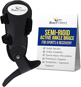 Brace Direct Semi-Rigid Active Ankle Brace for Sports - Maximum Support for Sprains & Injuries, Stabilizes & Protects Athletes Ankles Football, Soccer (S - Right, Men 7-9 / Women 8-10)