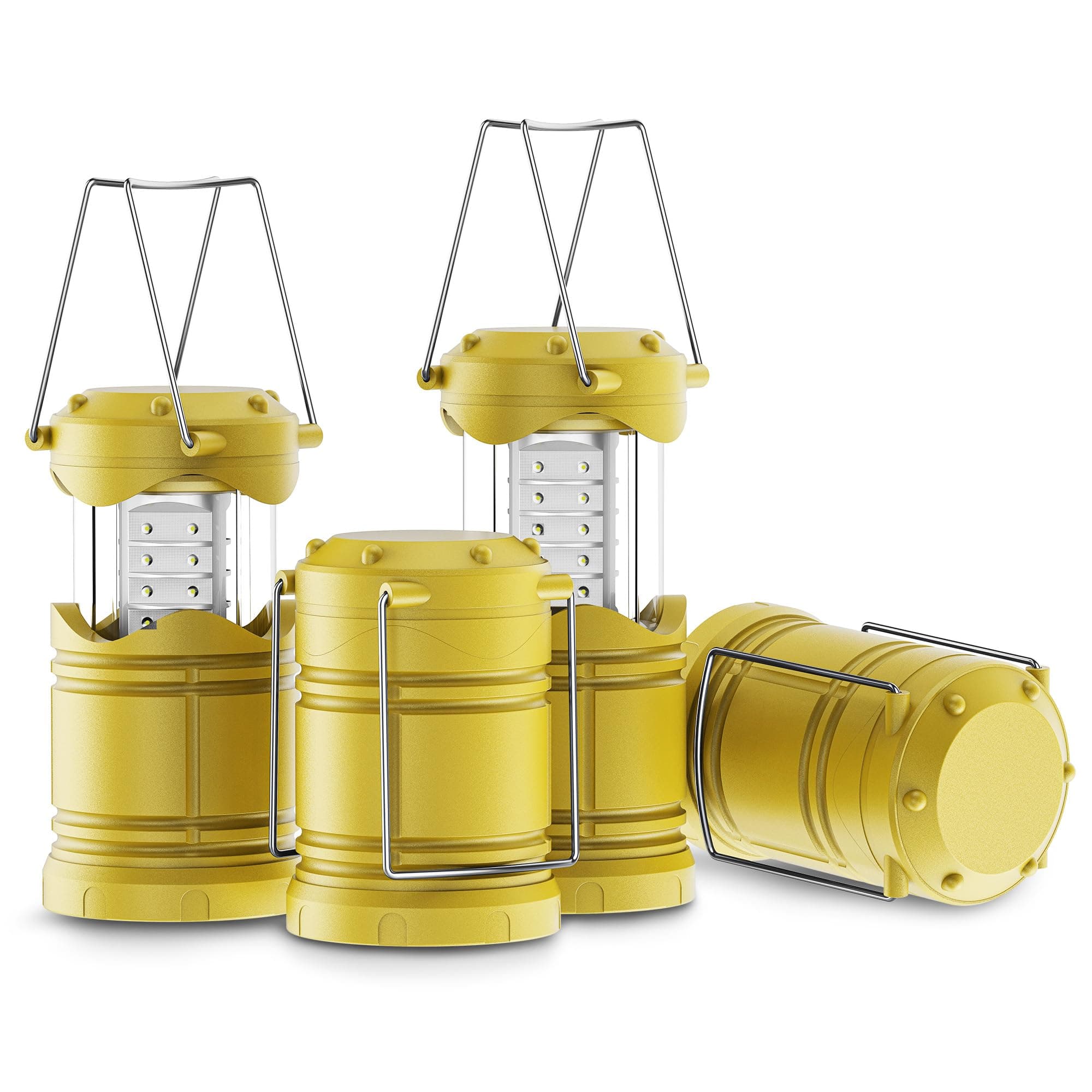 Lichamp 4 Pack LED Camping Lanterns, Battery Powered Camping Lights LED Collapsible Flashlight Portable Emergency Supplies Kit, A4YL