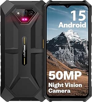 Ulefone Unlocked Rugged Phones, Armor X13 (12+64GB), 50MP Rear Camera, 24MP Night Vision Camera, Android 15 OS Rugged Smartphone, 6.52” Screen, 6320mAh, NFC, GPS, Dual 4G Mobile Phone- Black
