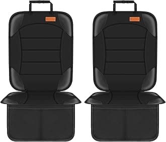 Siivton Car Seat Protector for Child Seat Cushion for Leather and Fabric Seats, 2 Mesh Pockets, Non-Slip Backing, Carseat Protectors for Vehicles, Baby, Pets (2 Pack)