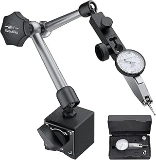 Neoteck 0-0.03"/0.0005" Dial Test Indicator with 132lbs(60kg) Max Pull Magnetic Base Stand Test Indicator Set with 3/8 inch (9.52mm) Clamping Hole for Machine Set-Up and Narrow Area Measurement
