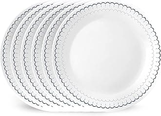 Corelle 6-Piece 10.25" Dinner Set, Vitrelle Triple Layer Glass, Lightweight Round Plates, Chip & Scratch Resistant, Microwave & Dishwasher Safe, Caspian