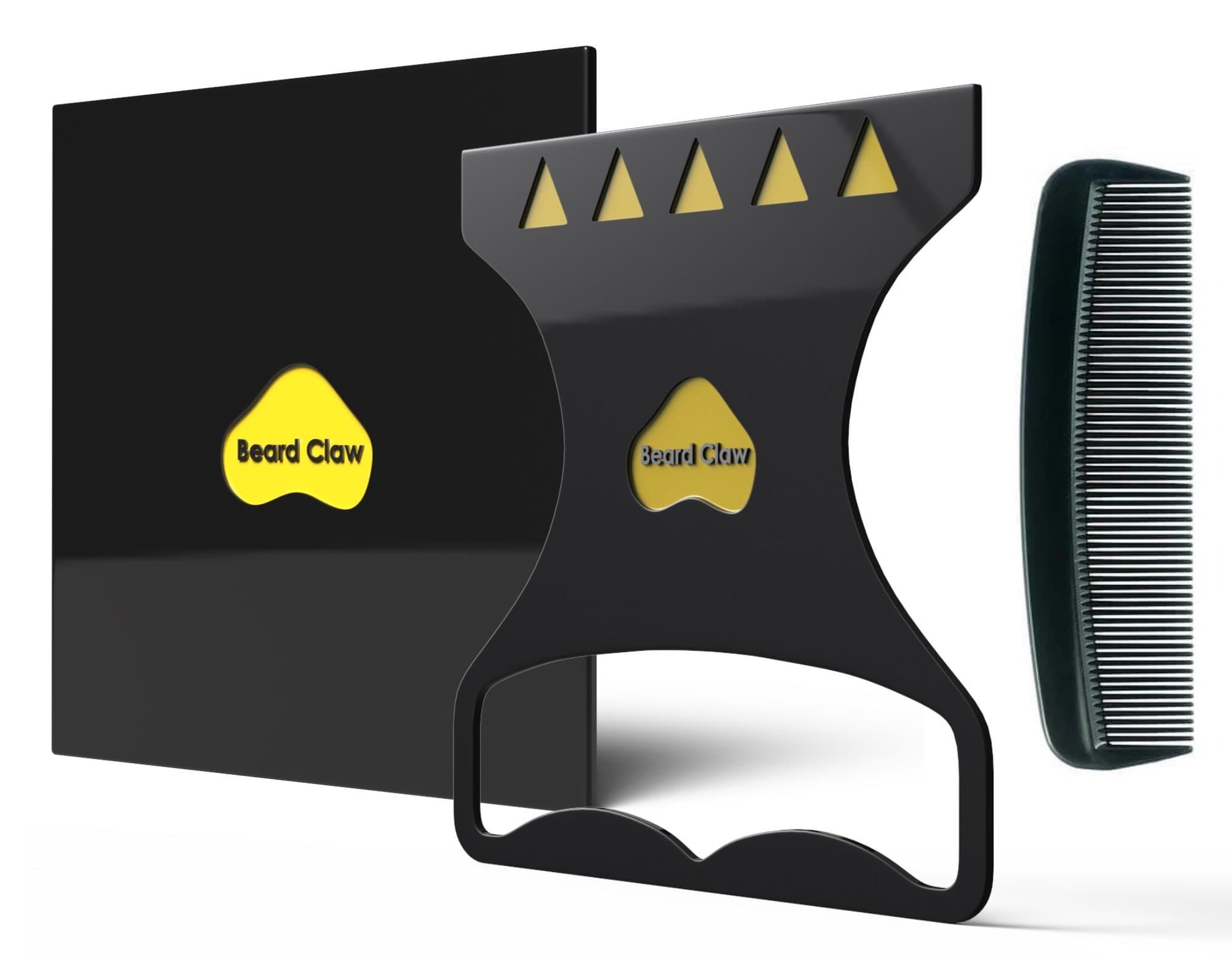 Beard Trimming Kit - Beard Claw by GuideLine Pro - Beard & Mustache Template Shapes face w/Beard Comb, Premium Durable Material, Universal Hair Care Product for Men