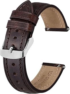 BISONSTRAP Retro Leather Watch Straps for Men, Oil Waxed Calfskin Replacement Band, Quick Release, Band Width 18mm 19mm 20mm 22mm