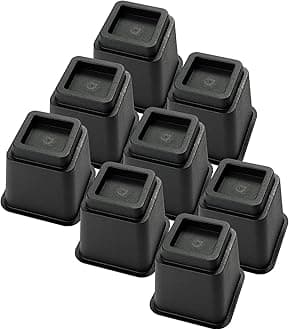 Ihomepark Bed Risers 5 Inch, Heavy Duty Square Furniture Frame Lift for Couch, Chair, Desk, Sofa and Bunk Bedpost, Set of 8