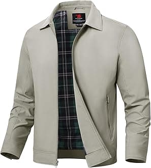 Mens Lightweight Jackets Light Windbreaker Full Zip Casual Work Jacket Golf Business Fall Track Coat with Pockets