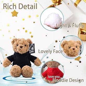 Personalised Teddy Bear with Voice Recording for Kids Adults, Personalised Gifts Bear with Bow Plush Toys with Text+Photo as Customised Gift for Valentines Christmas (13 inch-Text+Photo)