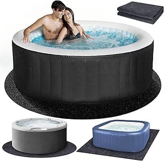 90 * 90 inch Round Inflatable Hot Tub Mat, Outdoor Indoor, Waterproof Slip-Proof Backing, Absorbent Spa Pool Ground Base Flooring Protector for Hot Tub Pool