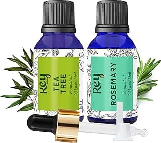 Rey Naturals Tea Tree Oil & Rosemary Oil For Hair Growth & Dandruff Control | Pure Essential Oil For Hair, Face & Skin Care | For All Skin & Hair Types - 15ML*2