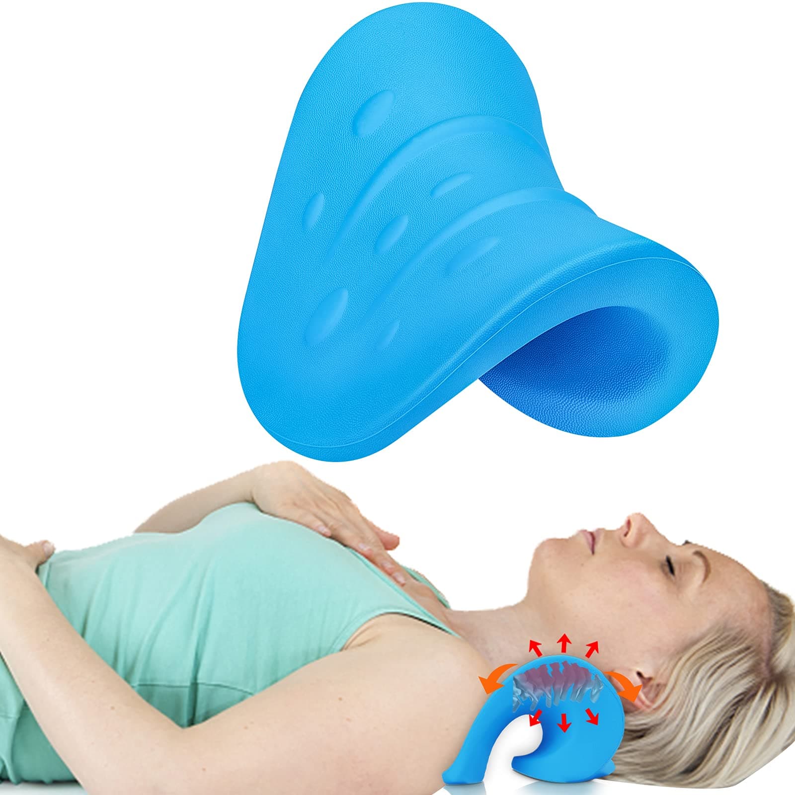 Neck Stretcher with Heating, Neck Cloud -Cervical Traction Device for TMJ Pain Relief, HONGJING Neck Release Pillow for Spine Alignment Posture Correction