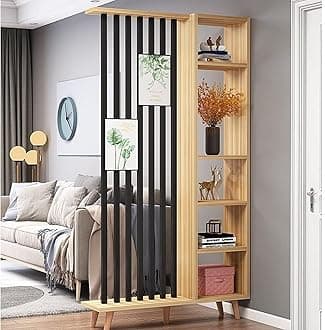 Floor-to-ceiling Privacy Room Divider Screen Partition Storage Cabinet - Modern Wall-mounted Entryway Display Rack