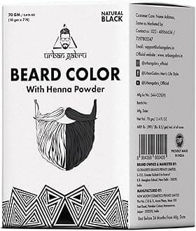 Urbangabru Beard Color with Henna Power for Men, 70g - Black (Pack of 1)