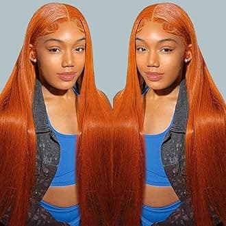 Ginger Lace Closure Wigs Human Hair 24inch 5x5 Ginger Orange HD Straight Lace Wig Pre Plucked with Baby Hair Glueless Wig