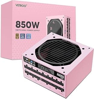 - 850W Power Supply Dual PCIe 5.1 ATX 3.1 Ready, 80 Plus Gold Full Modular, Quiet Operation with 120mm FDB Fan, 10-Year Warranty -Pink