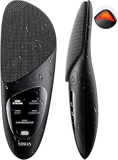 COSLUS Facial Cleansing Brush Face Scrubber: IPX7 Waterproof Rechargeable Face Wash Brush, 4 Cleansing Modes with Eye Protection, Electric Silicone Cleanser Spa for Cleaning, Exfoliating, Massaging