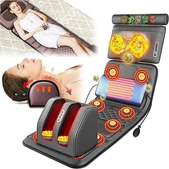 Massage Mat Full Body Back Massagers with Heat,Vibrating Massage Mattress Pad with 20 Neck Kneading Massage Heads,Massager Cushion Relieve Neck,Back,Waist,Legs