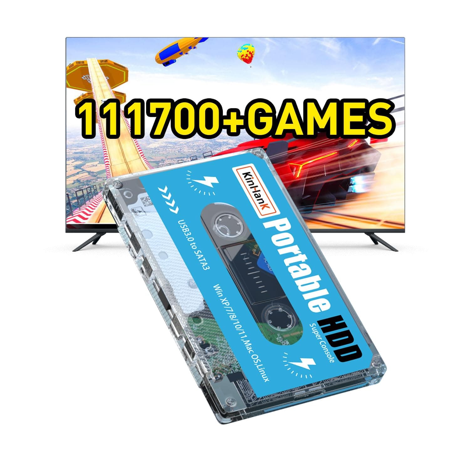 500G HDD External Hard Drive Disk for Laptop/PC/Windows/Mac OS with 117000+Games