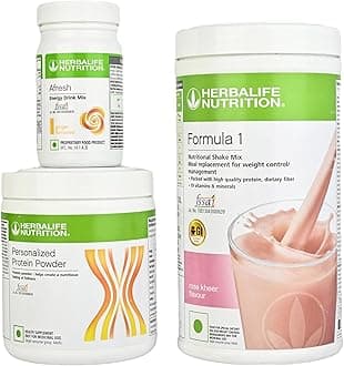 HERBALIFE Weight Loss Combo (Formula 1 Shake - Rose Kheer Flavor, Protein Powder 200G, Afresh - Ginger Flavor) Combo (750 Grams)