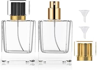 Refillable Perfume Bottle 2 Pack Glass Perfume Spray Bottle 50ml 1.7oz Large Empty Travel Perfume Atomizer Refillable,Replacement Perfume Bottles for Women Men