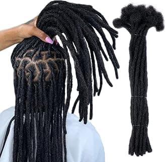 100% Real Human Hair Dreadlock Extensions for Women/Men 0.4cm Thickness 12 Inch 30 Strands Full Handmade Can be Dyed and Bleached Permanent Loc Extensions Human Hair Natural Black