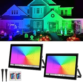 T-SUN RGB Led Flood Light 100W,Outdoor Flood Light 1000W Equivalent 10000Lm Christmas Light Color Changing Led Stage Lights IP66 Waterproof Landscape Lights with Remote Outdoor for Garden Yard