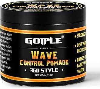 Goiple Natural Wave Pomade for Men Strong Hold, Easy Wash 360 Wave Training Hair Cream, Waves Grease for Men Promotes Layered Waves, Moisture, Control and Silky Shine 4oz