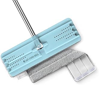 Flat Mop, Microfiber Mops for Floor Cleaning and Wall Cleaner, 50" Mops with 13" Flat Head with a Microfiber Mop Pad - Pale Aqua