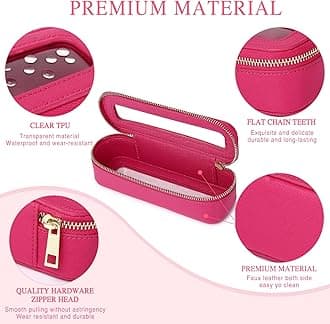 Makeup Brush Bag Slim Clear Makeup Bag Travel Cosmetic Case and Brush Holder Waterproof Toiletry Makeup Bag with Zipper Purse Organizer for Women (Fuxia, Slim)