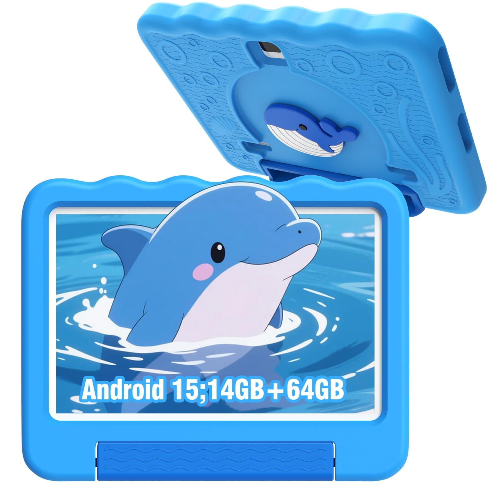 Kids Tablet 10'' Android 15 Tablet for Kids 14(6+8)GB 64GB Octa-Core CPU, Toddler Tablets with Lots of Offline Content Parental Control, Tablets for Toddlers with Case Youtube WiFi 6 2MP 5MP Camera