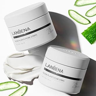 LANBENA Nose Pore Strips, 2pcs, 2% BHA(Salicylic Acid) Blackheads Remover Peel off Mask, Plants Pore Cleanser Purifying Face Mask, Unclog Pores, Oil Control, Upgraded 2.0 added Amazonian White Clay