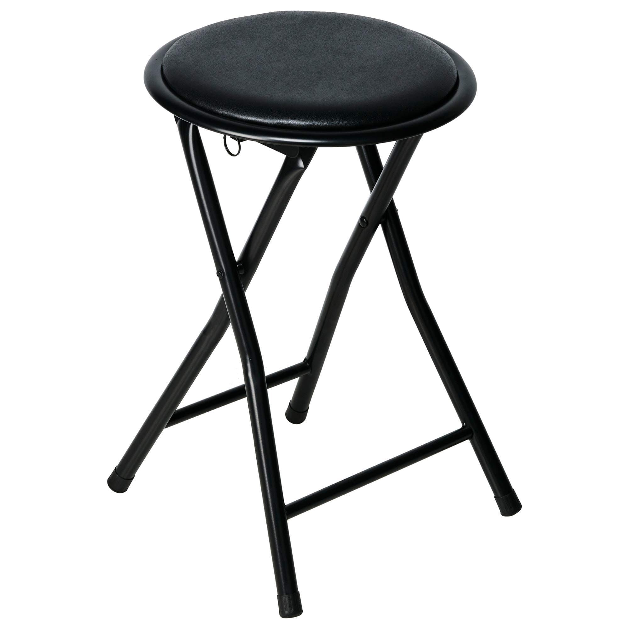 Nyxi 2 X Round Compact Folding Stool for Home Office (2 X Stool, Black)