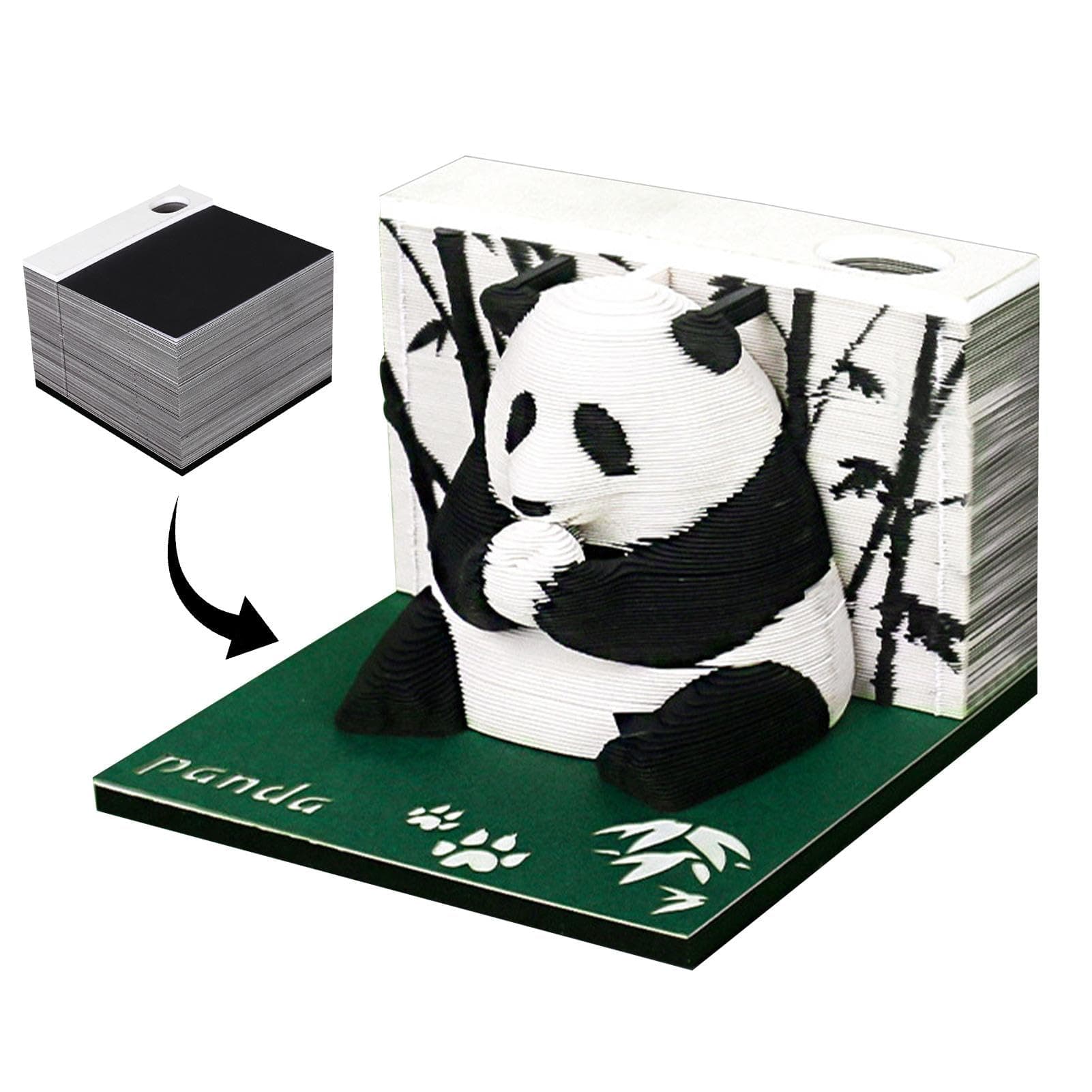 Panda Memo Pad,Cardboard 3D Panda Sticky Notes Notepad | Christmas Paper Carving Art Tear-Away Planner Notepad Decorative Art Notes for Windowsill Showcase Desktop