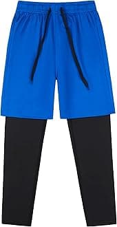 DANI CHINS Boys 2 in 1 Athletic Active Leggings Sports Running Quick Dry Breathable Compression Pants