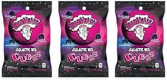 WARHEADS Galactic Mix Cubes - Sour Sweet & Fruity Chewy Candy - Black Hole Cherry, Rocket Raspberry & Cosmic Punch Flavors - 7.25 oz. Bags - 3 Pack