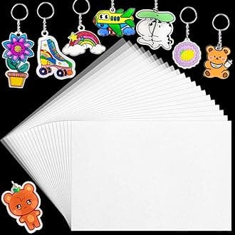 Gushu 100 Pieces Heat Shrink Plastic Sheets, Heat Shrink Paper Blank Shrinky Film Sheets for Kids Creative Craft, Create Your Own Keychains, Earrings, Necklace