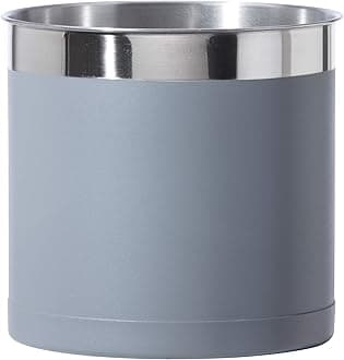 Oggi7211.10 Steel Utensil Holder Crock, Stainless Steel, Charcoal
