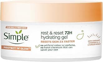 Simple Protect 'N' Glow Rest and Reset 72h Hydrating Gel cruelty-free, vegan moisturiser to enhance glowing skin 50 ml