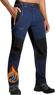 Mens Hiking Snow Ski Pants Winter Insulated Fleece Lined Outdoor Men Waterproof Windproof Insulated With Belt